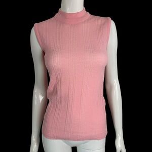 60s Mod Pink Sleeveless Mock Neck Knit Top by Bradley